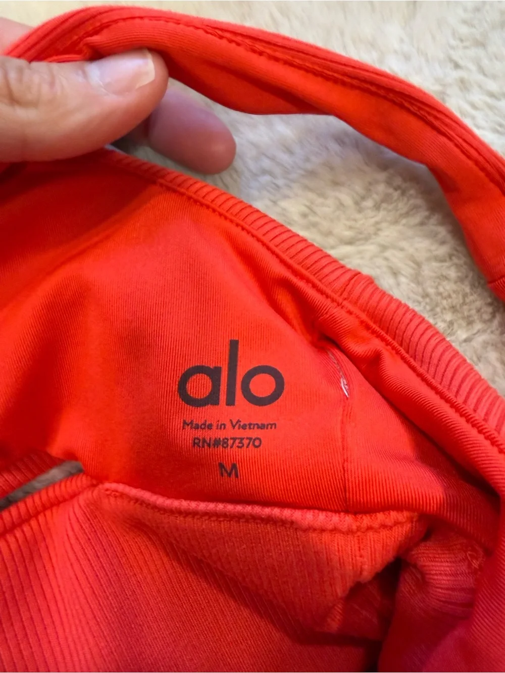 ALO Yoga Bright Red Ribbed Scoop Sports Bra